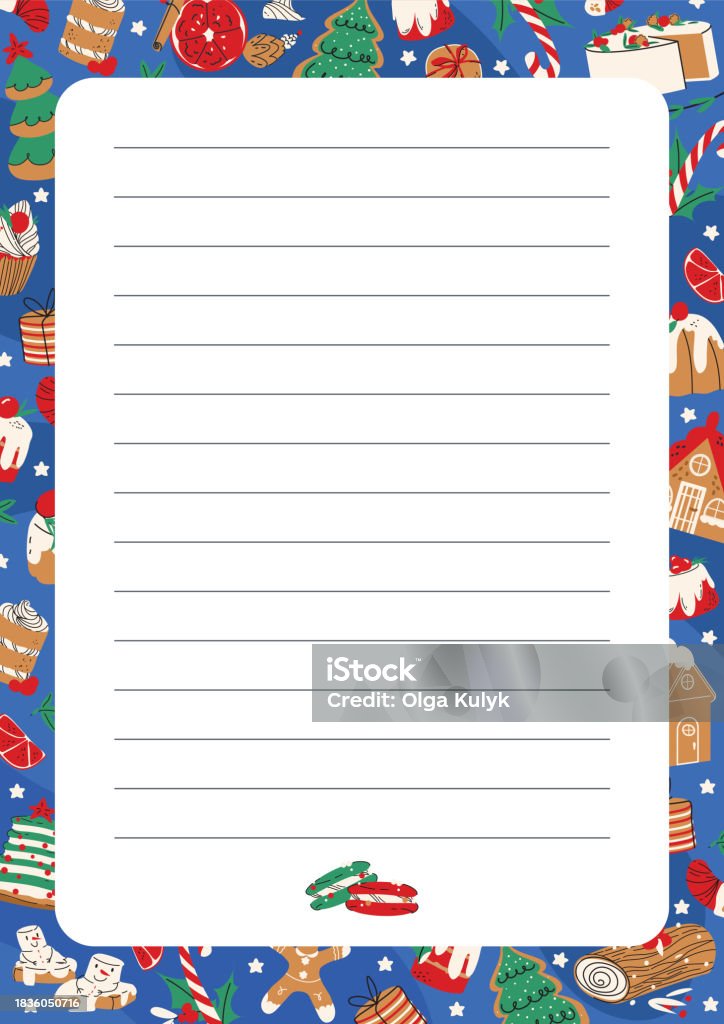 Winter Notes Pages Winter Holiday Page For Writing Notes Sheet Template With Cute Sweets ...