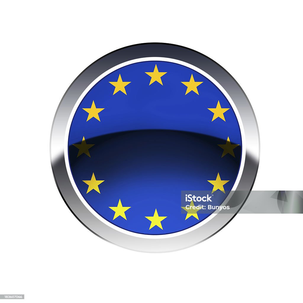 Bandera de la UE en el botón - Foto de stock de Amarillo - Color libre de derechos