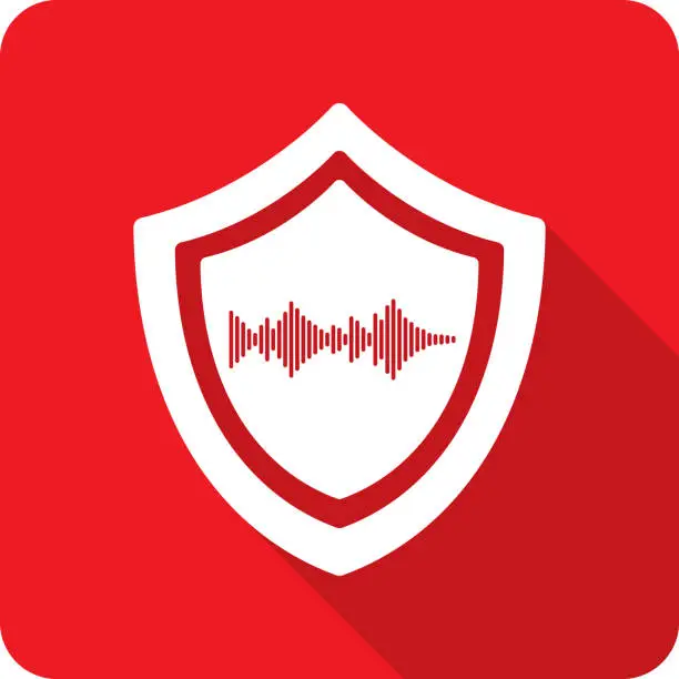 Vector illustration of Shield Sound Wave Icon Silhouette