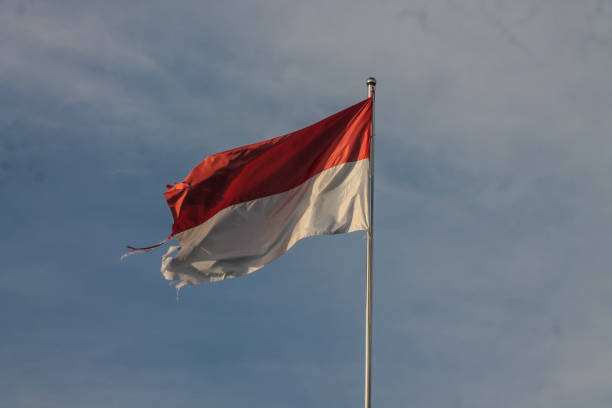 istock Old Indonesian flag on the wind 1836083618