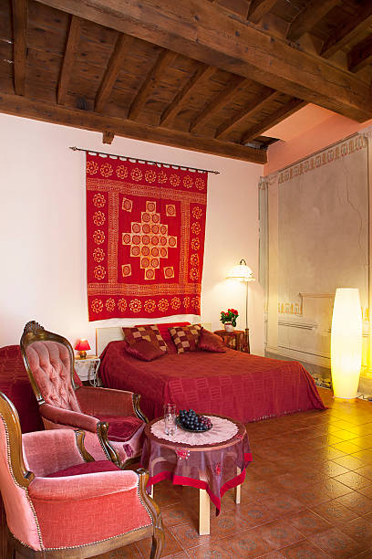 istock Bedroom in red colors 183610397