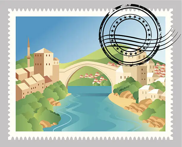 Vector illustration of Bosnia Stamps