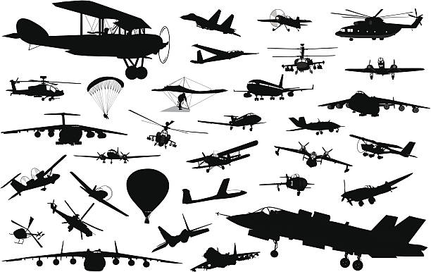 области авиации - small airplane air vehicle propeller stock illustrations