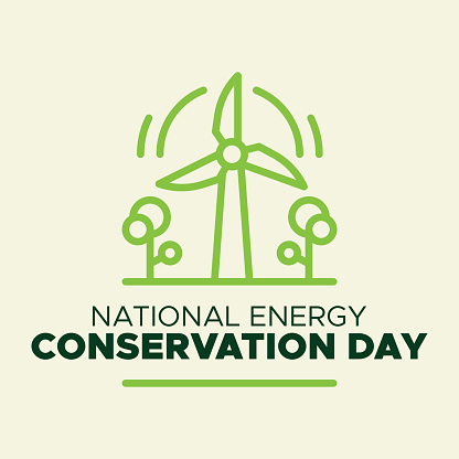 National Energy Conservation Day 14 December, Natural Energy Icon on a Pastel Background
