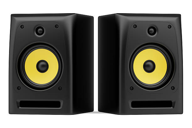istock two black audio speakers isolated on white background 183615259