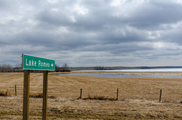 istock Signboard of Lake Romeo, Alberta, Canada 1836153840