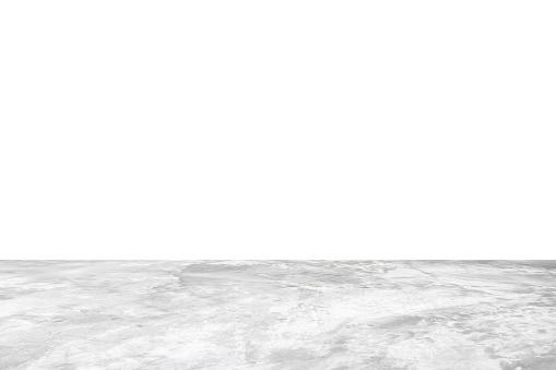 Empty gray concrete floor isolated on white background