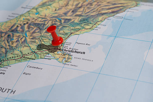 istock Christchurch Marked on Map with Red Pushpin 183617790