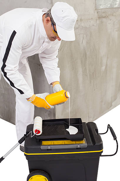 istock Worker pouring primer in a paint tray 183618751