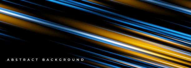 istock Black abstract background with blue and yellow stripes. Modern dark wide abstract banner design. 1836189799