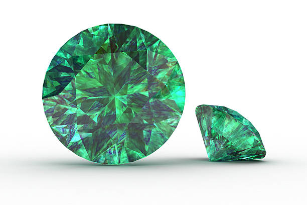 istock Two green emerald jewels sat on white 183621693