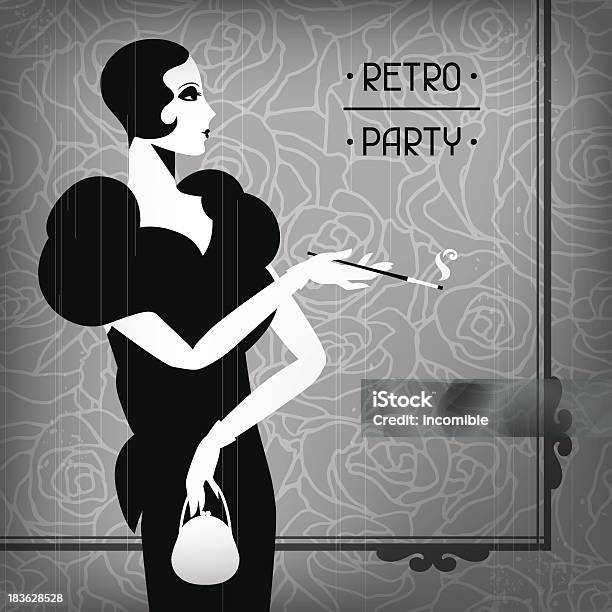 Retro Party Background With Beautiful Girl Of 1920s Style Stock Illustration - Download Image Now