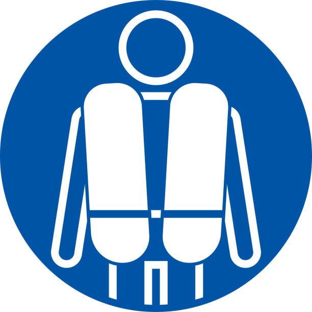 水の安全標識注意、救命胴衣の着用が必要です - life jacket safety isolated sea点のイラスト素材／クリップアート素材／マンガ素材／アイコン素材