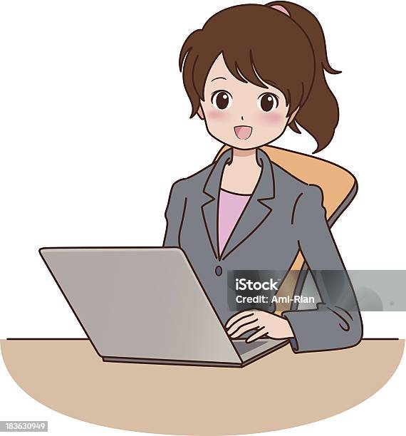 Womancomputer 기업 비즈니스에 대한 스톡 벡터 아트 및 기타 이미지 - 기업 비즈니스, 데스크탑 컴퓨터, 만화 스타일