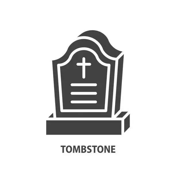 Vector illustration of Gravestone flat glyph icon. Simple flat funeral symbol. Vector illustration.