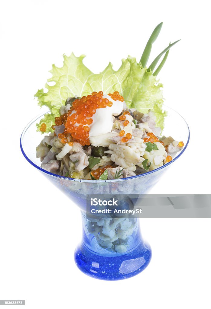 Salade de crevette, avocat, tomates, caviar de saumon - Photo de Aliment libre de droits