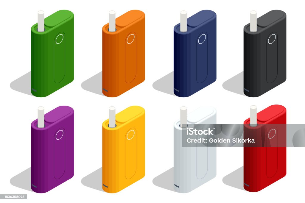 Vaper Normal Isometric Electronic Smoking Devices On White Background Ecigarette ...