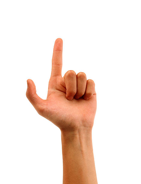 istock Hand up with pointing or pushing finger. 183637595
