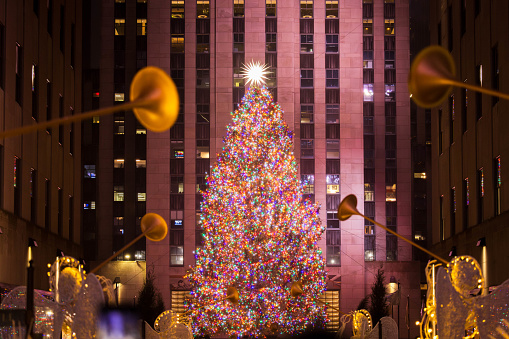 The Christmas tree at Rockefeller Center. December 2023. New York City, NY. USA