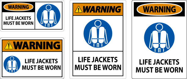 水の安全標識警告、救命胴衣の着用が必要です - life jacket safety isolated sea点のイラスト素材／クリップアート素材／マンガ素材／アイコン素材