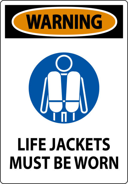 水の安全標識警告、救命胴衣の着用が必要です - life jacket safety isolated sea点のイラスト素材／クリップアート素材／マンガ素材／アイコン素材