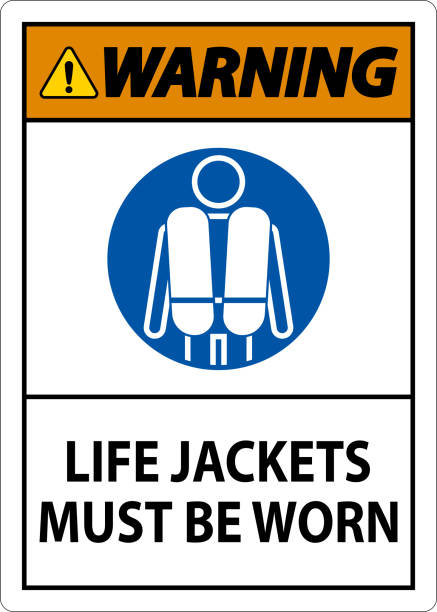 水の安全標識警告、救命胴衣の着用が必要です - life jacket safety isolated sea点のイラスト素材／クリップアート素材／マンガ素材／アイコン素材