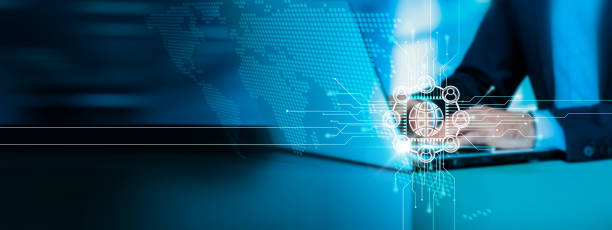 istock Businessman network using laptop and connect through internet technology and social media platforms. 1836401316