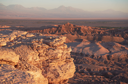 Rock formations in the Moon Valley in Atacama