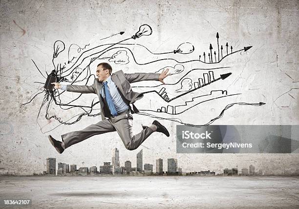 Jumping Businessman Stock Photo - Download Image Now - Adult, Business, Business Person