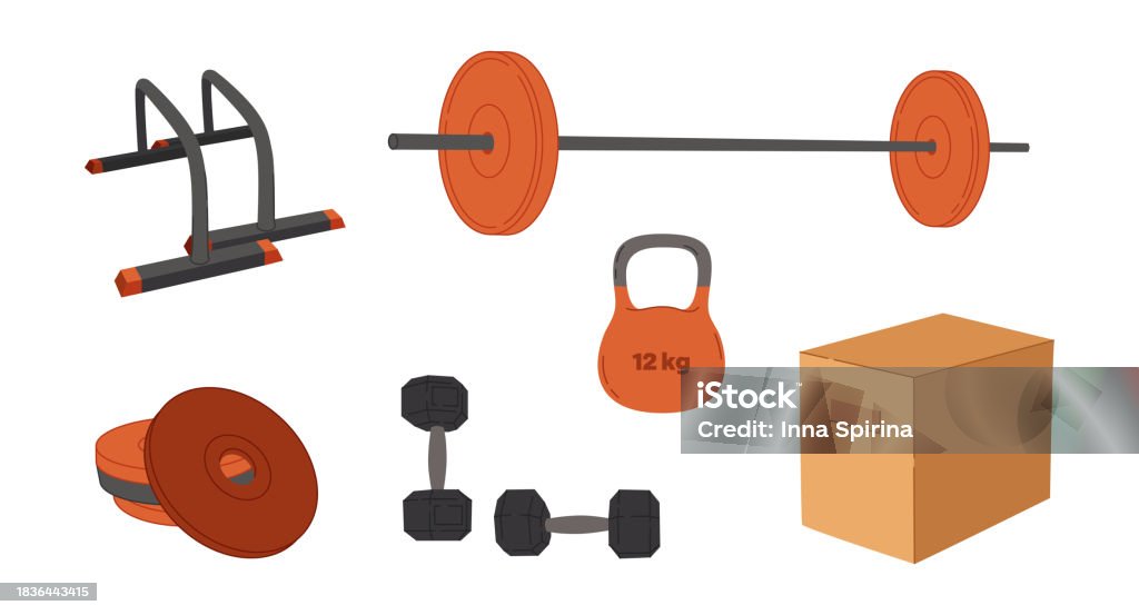 Workout Objects Vector Workout Objects Set Gym Equipment Flat Design Collection On ...