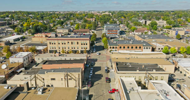 istock Drone Flight Over Main Street in Dickinson, ND 1836517488