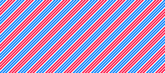 Barber shop pole pattern. Abstract diagonal line seamless background. Striped repeating wallpaper. Red, white and blue repeated texture. Vector wrapping paper backdrop illustration