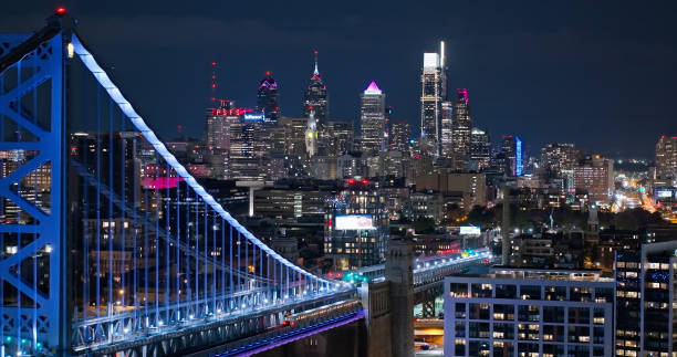istock Downtown Philadelphia from Ben Franklin Bridge on Overcast Night 1836544877