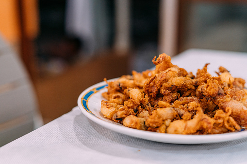 Deep Fried Calamari on a Plate Indoors