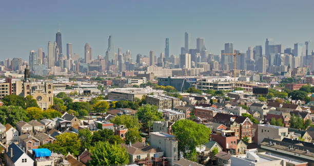 istock Drone Shot of Chicago Skyline from Over Wicker Park 1836567567