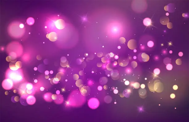 Vector illustration of Abstract purple christmas bokeh lights and shiny sparkling background design