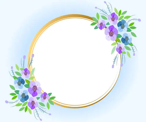 Vector illustration of Blue Flower Frame