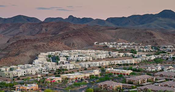 Aerial View of MacDonald Highlands on a Fall Sunset in Henderson, Nevada
