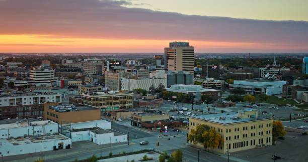 istock Drone View of Downtown Fargo, North Dakota on Cloudy Sunset 1836636200