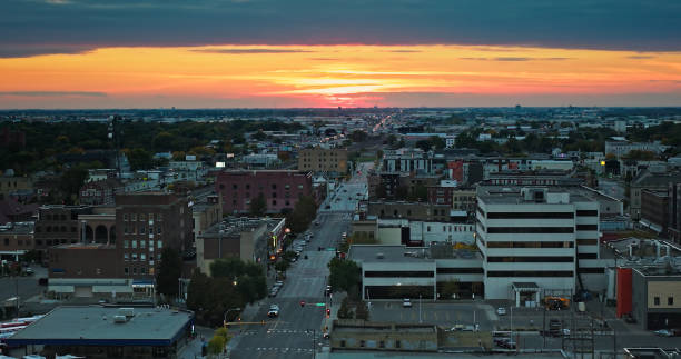 istock Downtown Fargo, North Dakota on Overcast Sunset - Drone View 1836636202
