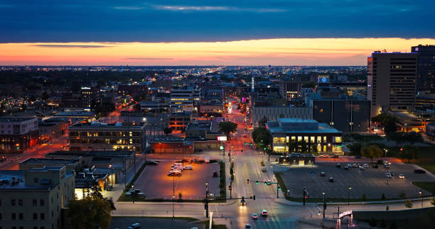 istock Downtown Fargo, North Dakota on a Fall Sunset - Aerial Shot 1836636207