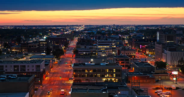 istock Drone View of Downtown Fargo, North Dakota on a Cloudy Sunset in Fall 1836636209