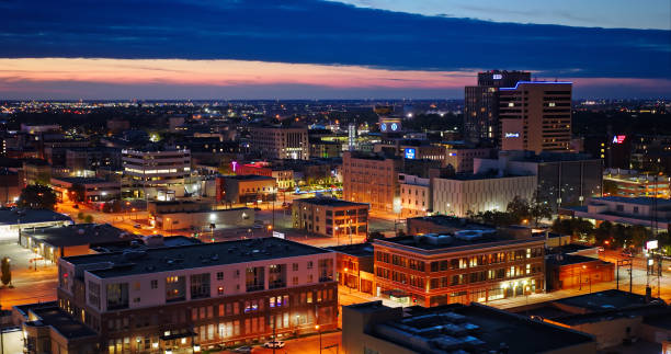 istock Downtown Fargo, North Dakota at Dusk in Fall - Drone Shot 1836636217