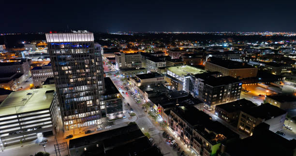 istock Aerial Still Image of Downtown Fargo, North Dakota on a Fall Night 1836636246