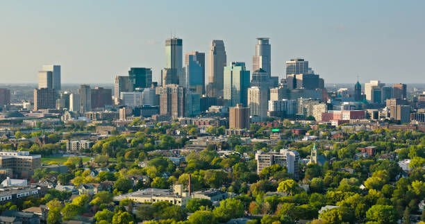 istock Drone Shot of Philips in Minneapolis with Downtown Skyline Beyond 1836645482