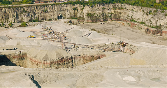 Aerial view Coal open cast mine Jaenschwalde and the village Griessen, Brandenburg, Germany