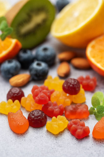 istock Chewable gummy vitamins and fruits 1836662758
