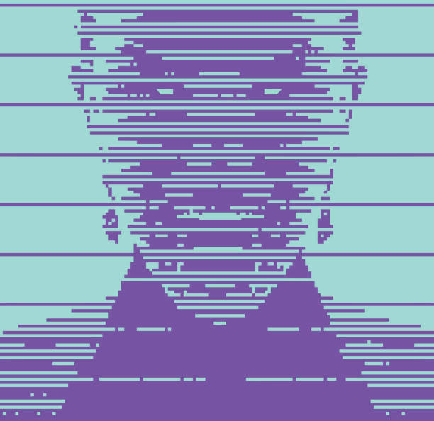 istock Pixel Art Portrait of female cyber criminal with Glitch Technique 1836731595