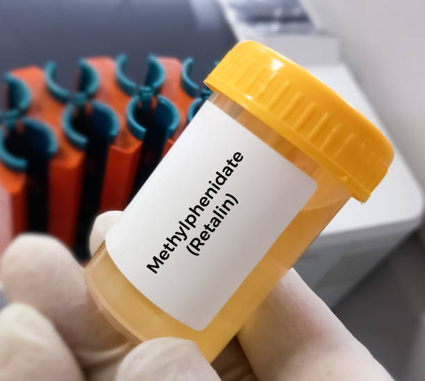 istock Urine sample for Methylphenidate or Retalin test. Stimulant used for attention deficit hyperactivity disorder (ADHD). 1836779265