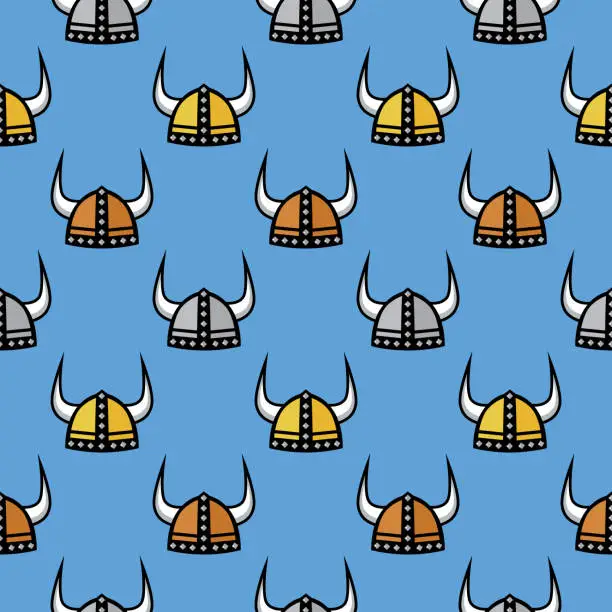 Vector illustration of Viking Helets Seamless Pattern Seamless Pattern